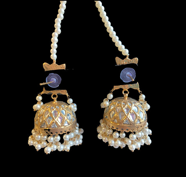 DER242 Mantra kundan jhumka ( READY TO SHIP )