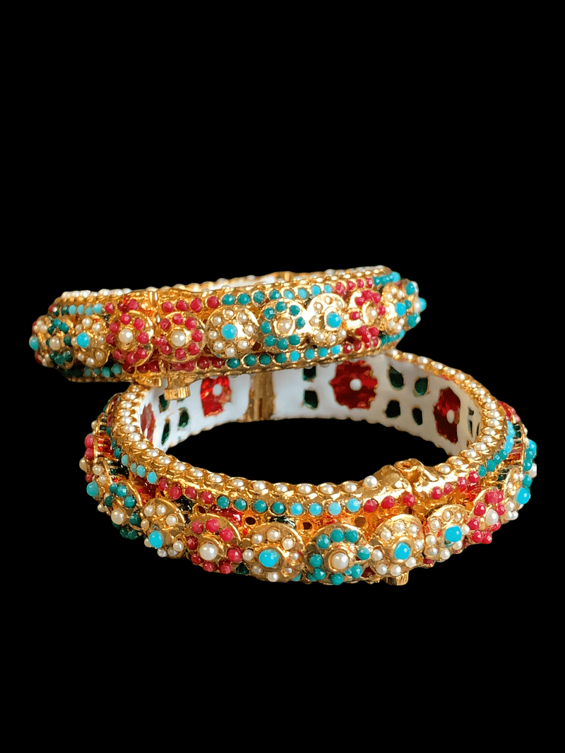 B48 Navratan  rajwadi style bangles (READY TO SHIP   )