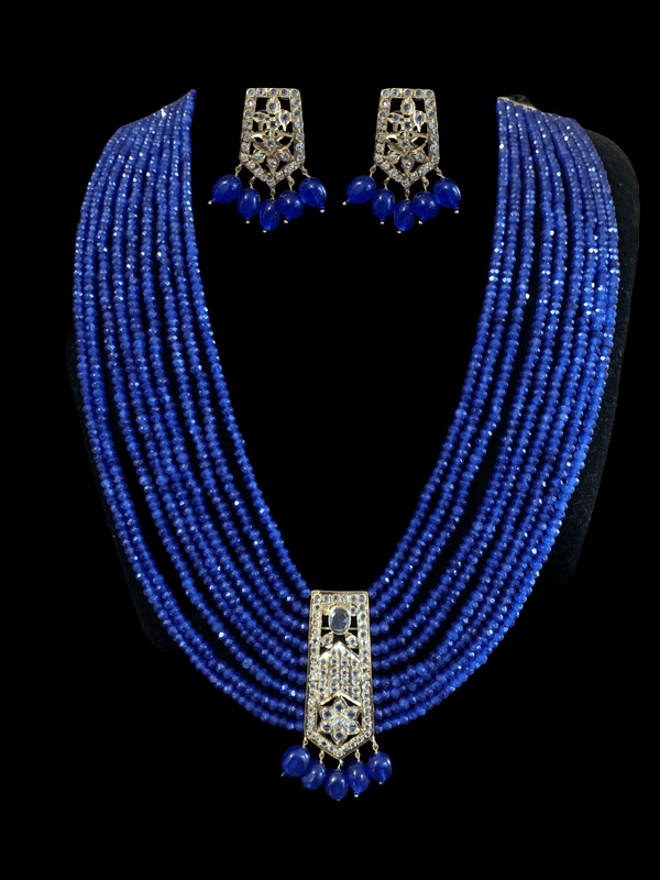 LN30 Indu long blue beads haar (SHIPS IN 4 WEEKS   )