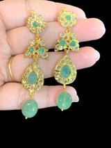 DER398 Gold plated emerald earrings ( READY TO SHIP)