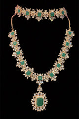 BR30 Sarah  gold plated cz set in green  ( READY TO SHIP )