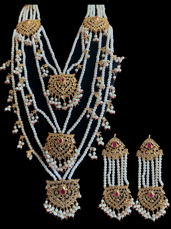 SAT63 Maahi bridal Hyderabadi three layered necklace with earrings ( READY TO SHIP )