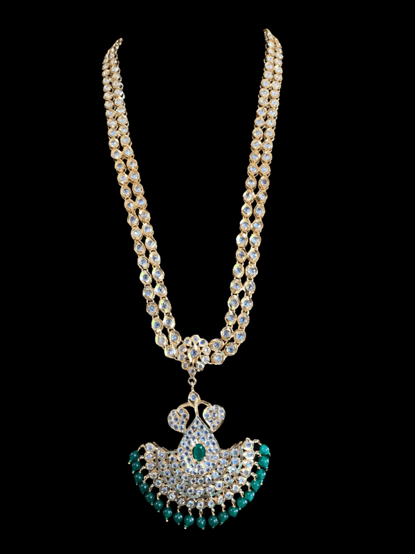 LN84 Kushi hyderabadi rani haar in green beads ( READY TO SHIP)