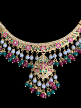 NS318 ruby emerald Jadau necklace with earrings ( READY TO SHIP)