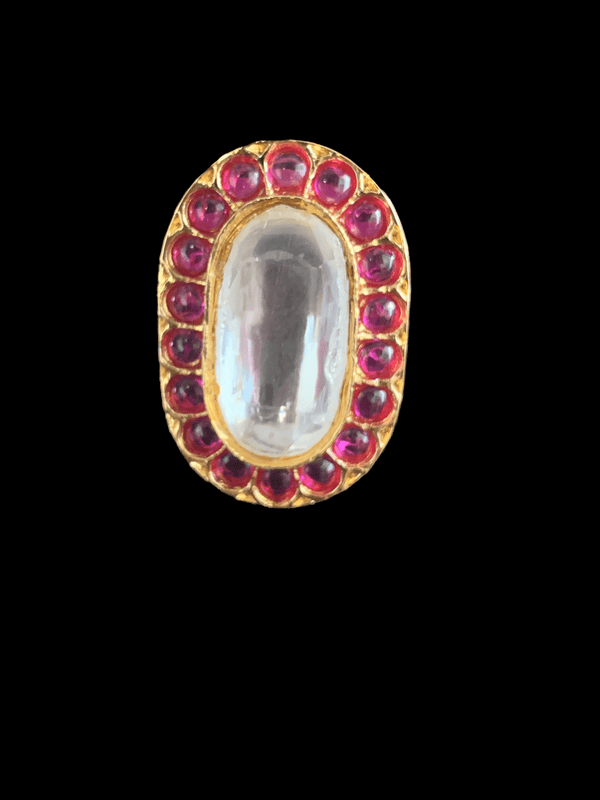 R39 Oval polki ring- red / ruby  ( READY TO SHIP )