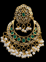 DER264  kainat Chandbali in fresh water pearls - green   ( READY TO SHIP )