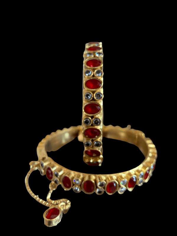 B44 Kundan bangles - Red/ruby  (READY TO SHIP)