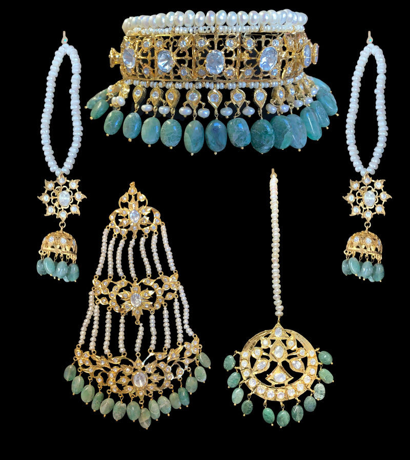 Jadavi lacha bridal set in emeralds SHIPS IN WEEKS