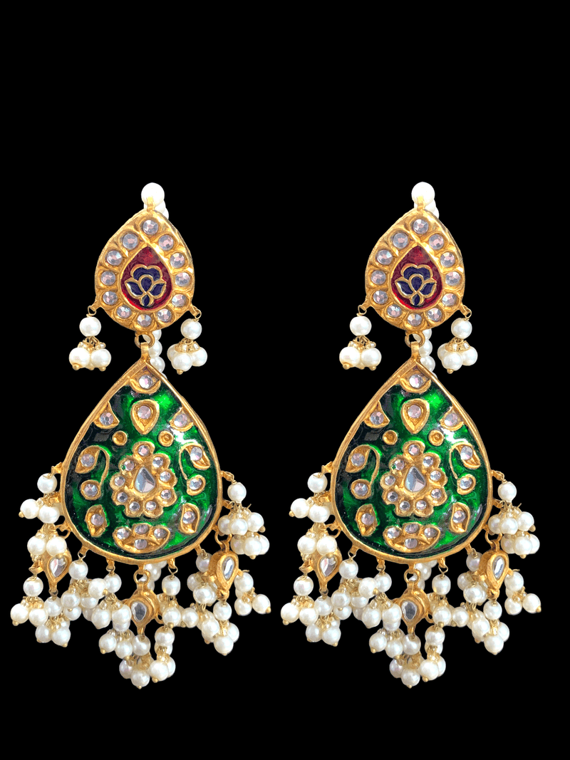 DER305 kundan and Meenakari earrings ( SHIPS IN 4 WEEKS )