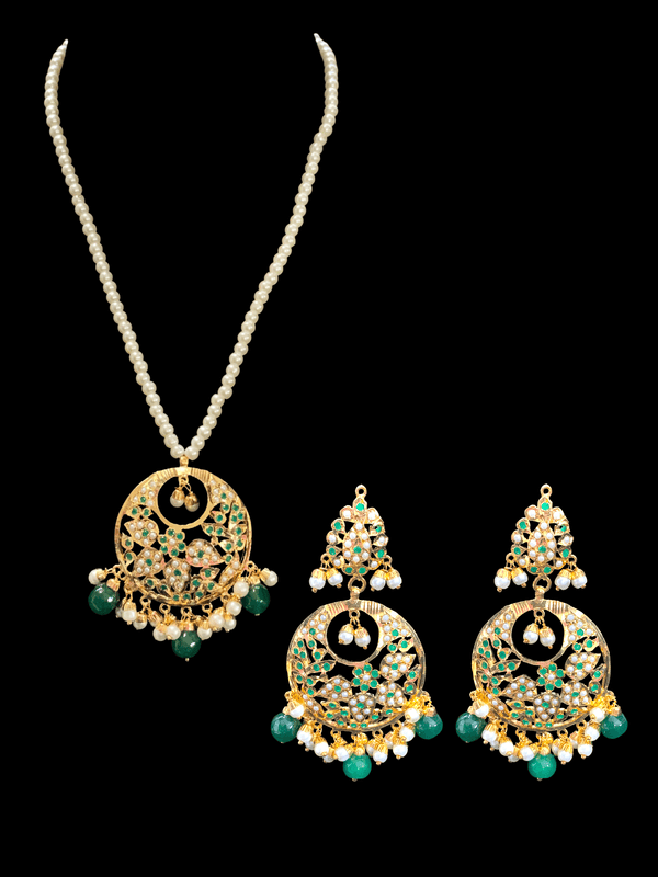 PS448 Naina  pendant set ( green  ) ( READY TO SHIP)