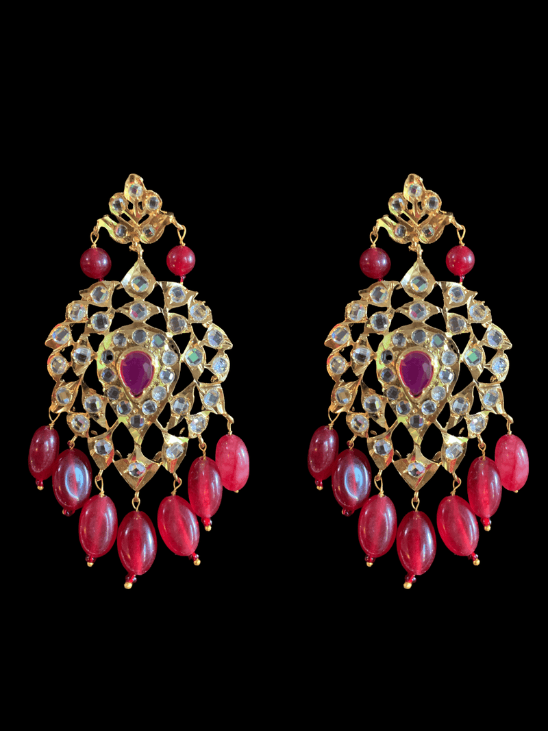 NS24 Anchal necklace set in red / ruby   (READY TO SHIP)