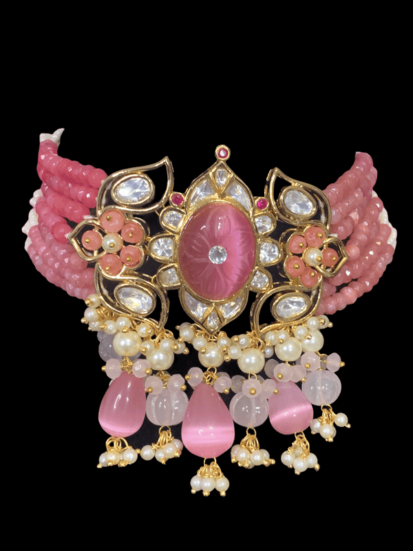 C173 Denise cz polki choker in pink  ( READY TO SHIP )