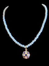 PS47 Sara hyderabadi Jadau flower pendant and earrings set in sapphire ( READY TO SHIP )