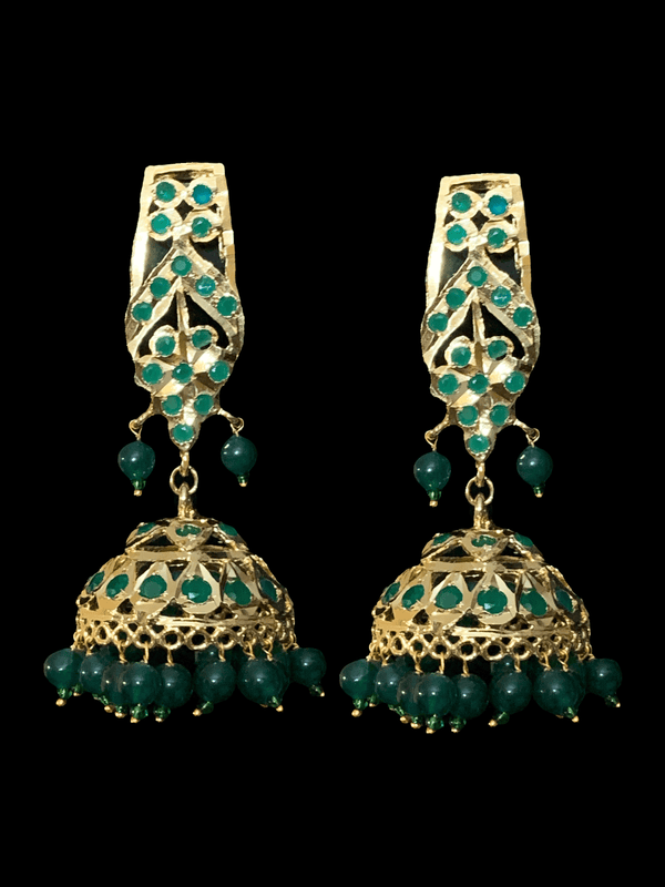 DER115 Rooha hyderabadi green  jhumka ( SHIPS IN 4 WEEKS  )