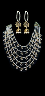Tanya bridal 5 layer neckalce with jhumka in white ( SHIPS IN 3 WEEKS )