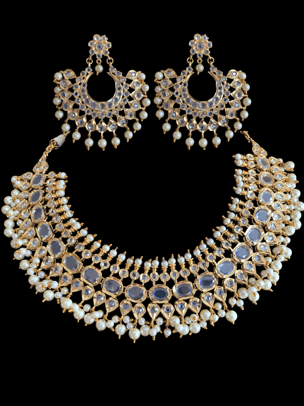 NS511 Aleeza necklace  set - golden pearls   (READY TO SHIP )