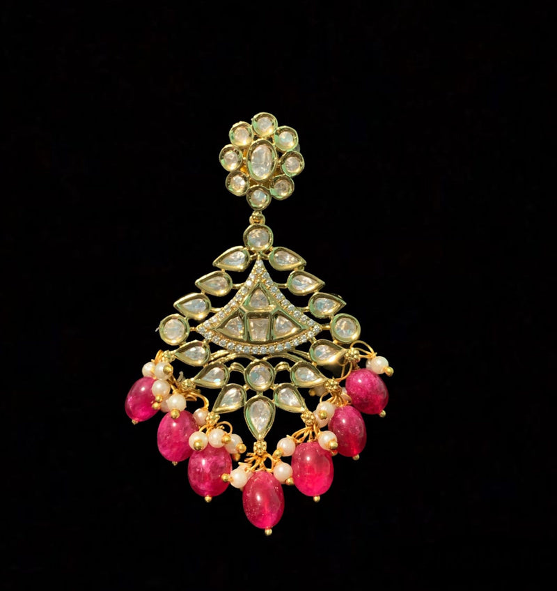 DER220 ruby earrings with polki and pearls ( READY TO SHIP )