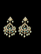 PS66 Diana feroza / turquoise  Hyderabad pendant set with Chandbali ( SHIPS IN 3 WEEKS )