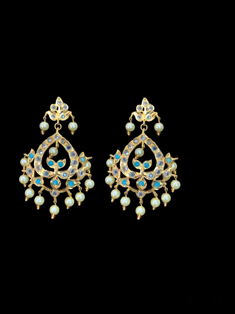 PS66 Diana feroza / turquoise  Hyderabad pendant set with Chandbali ( SHIPS IN 3 WEEKS )