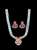 LN136 Ruby long  necklace  set in fresh water pearls ( READY TO SHIP )