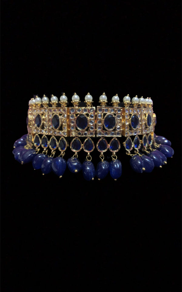 Gauhar hyderabadi choker in blue      ( READY TO SHIP )