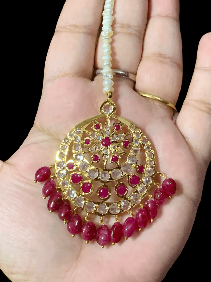 DJTK11 Isra tika in rubies and fresh water pearls ( READY TO SHIP)