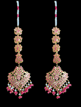 DER131 Afreen natural ruby with fresh water pearl earrings (SHIPS IN 4 WEEKS )