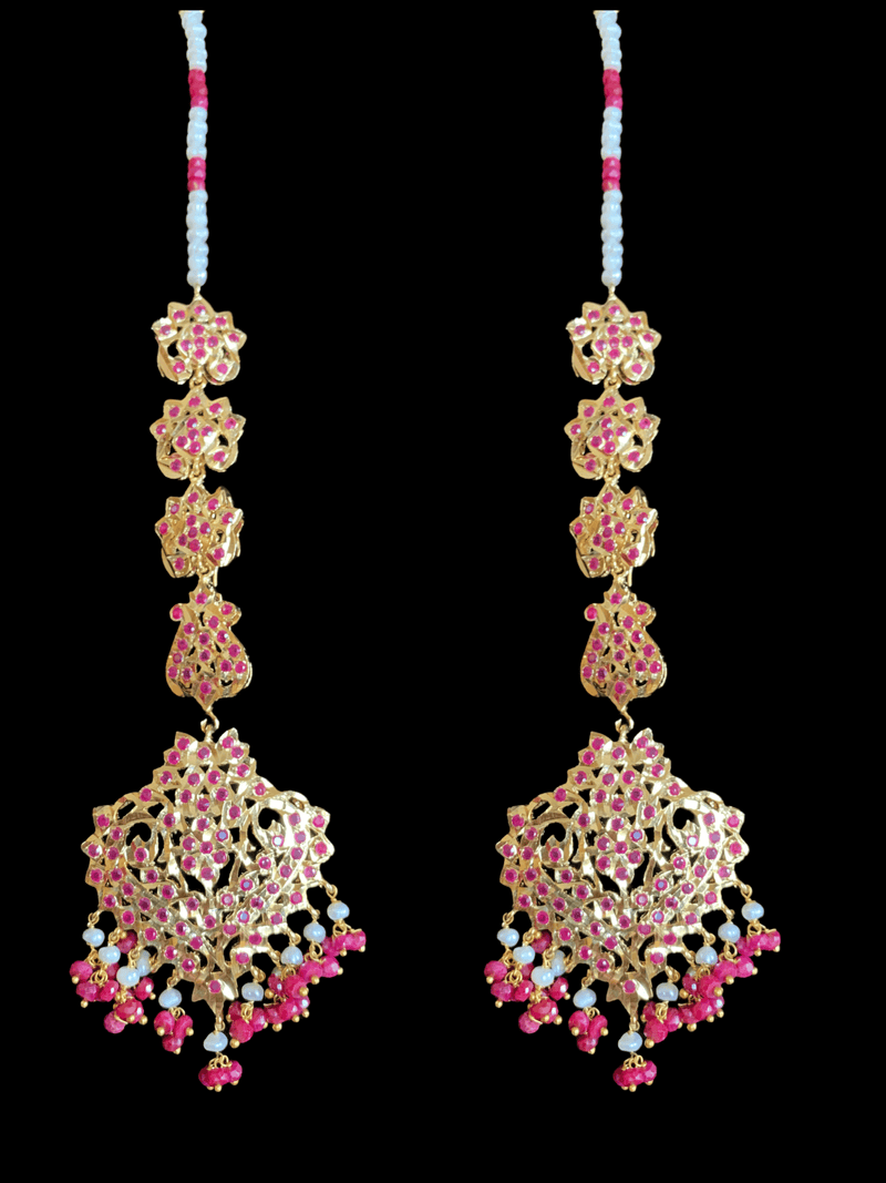 DER131 Afreen natural ruby with fresh water pearl earrings (READY TO SHIP)