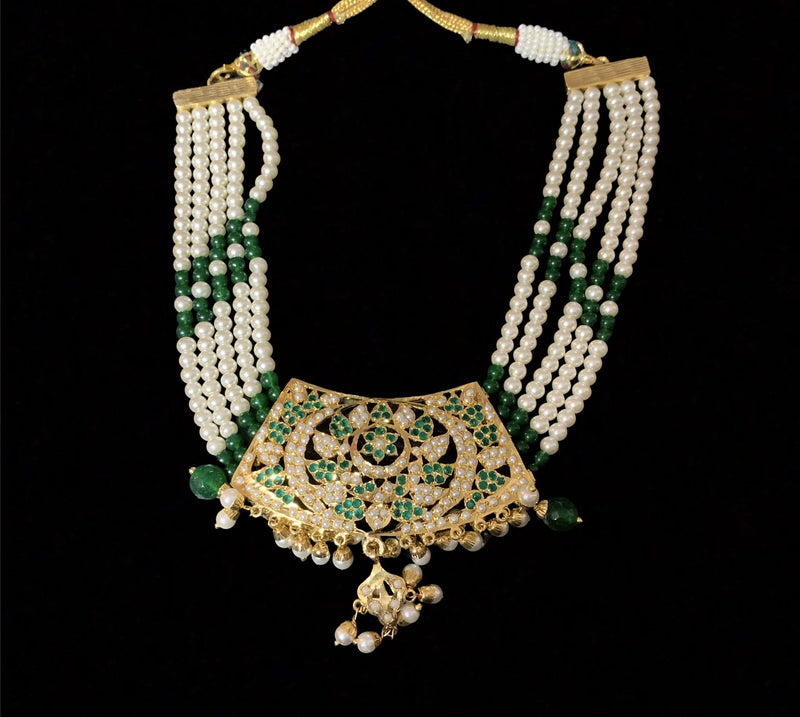 Ava necklace set in emeralds( READY TO SHIP )