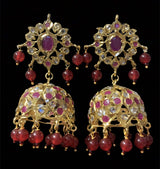 DER286 Anaya Hyderabadi jhumka in rubies ( SHIPS IN 4 WEEKS )
