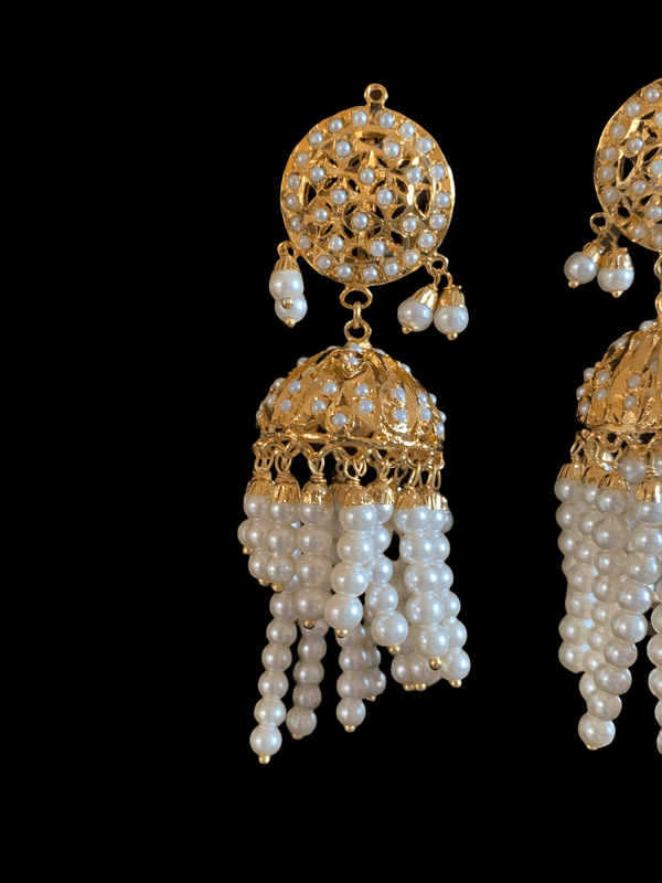 Jadau jhumka in pearls ( READY TO SHIP )