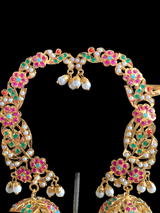 DER316 jadau kaanphool earrings in Navratan / multicolor  ( SHIPS IN 4 WEEKS )