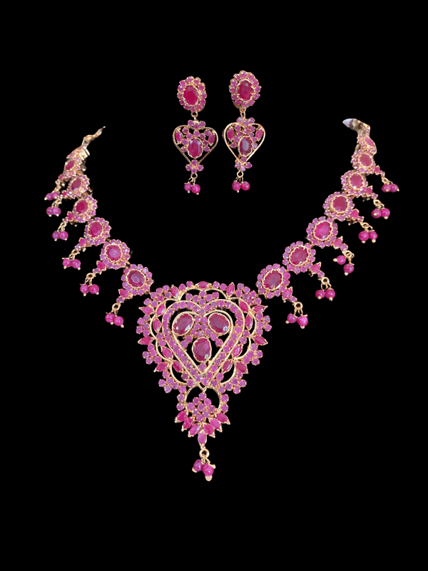 NS40 , ruby gold plated necklace set ( READY TO SHIP)