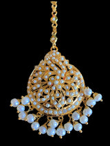 Gold plated silver tikka in fresh water pearls ( SHIPS IN 4 WEEKS )