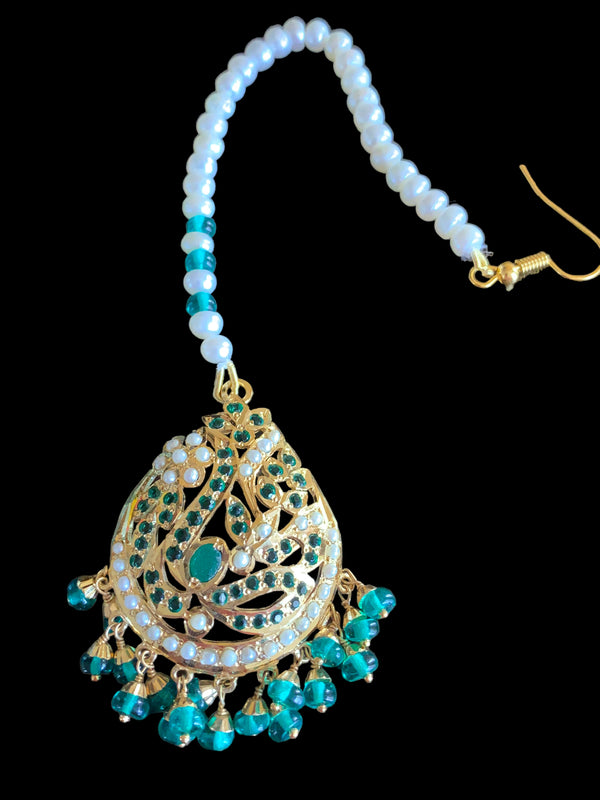 plated silver tikka in pearls and emeralds