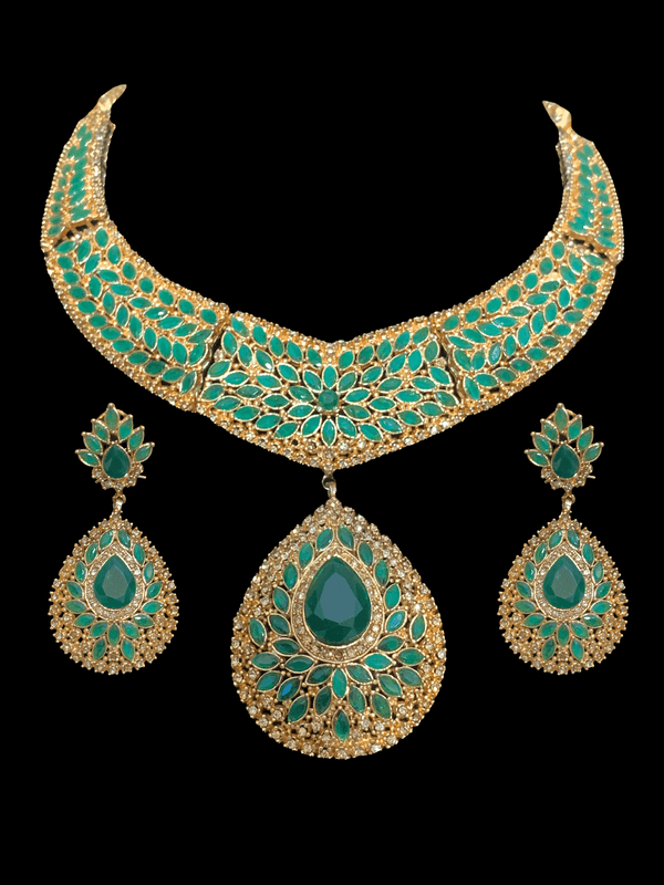 NS86 Rabeta necklace set- green   (READY TO SHIP)