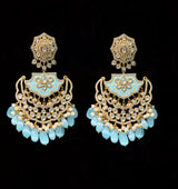 DER185 polki with feroza meenakari statement earrings ( READY TO SHIP)