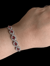 CZ bracelet - ruby pink  ( silver plated ) ( READY TO SHIP )