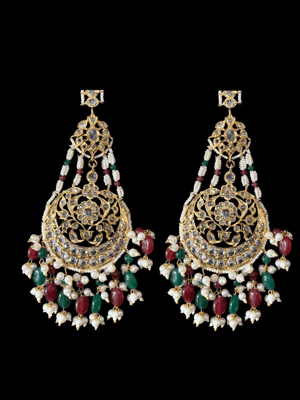 DER166 Romana ruby  emerald statement jhoomar earrings ( READY TO SHIP )