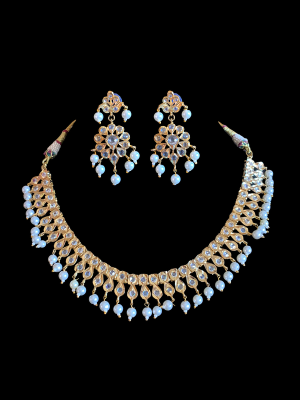 NS376 Barfi necklace in pearls (SHIPS IN 4 WEEKS )