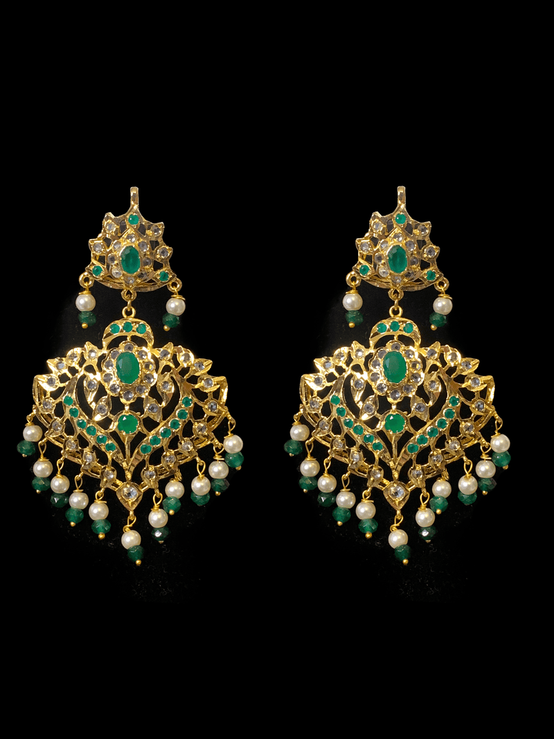 LN145 Kajal long emerald necklace set -( READY TO SHIP)