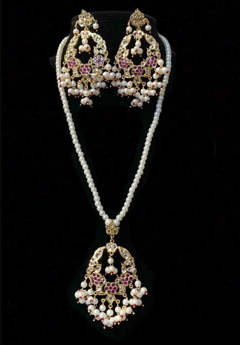 PS402 Madhuri pendant set in rubies ( READY TO SHIP  )