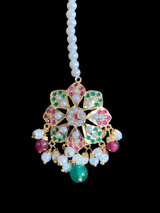 NS327 Alea punjabi Jadau necklace  set - ruby emerald   (READY TO SHIP)