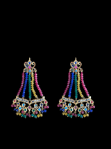 LN90  Cassie rani haar with earrings in Navratan  beads ( READY TO SHIP )