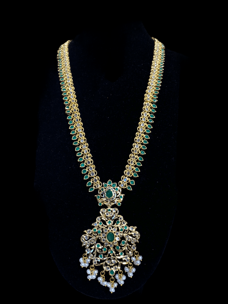 LN38 Huda long hyderabadi rani haar necklace (SHIPS IN 4 WEEKS )