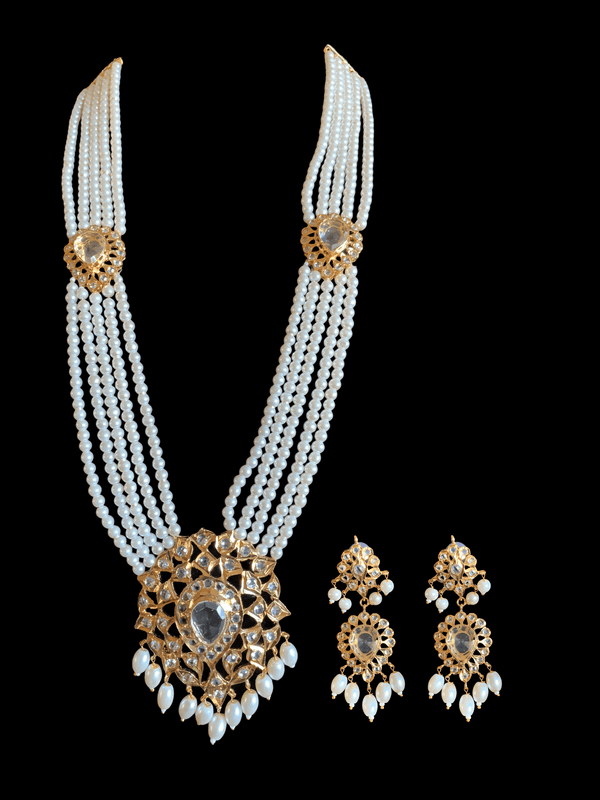 LN154 Rachel pearl  long necklace set , (SHIPS IN 4 WEEKS )