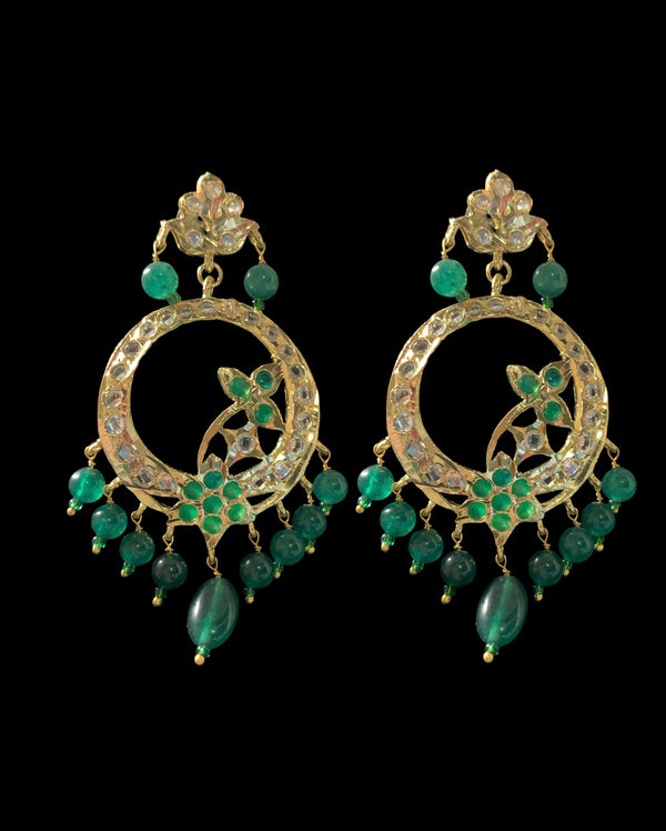 DER124 Esha Hyderabadi chandbali in green ( READY TO SHIP)