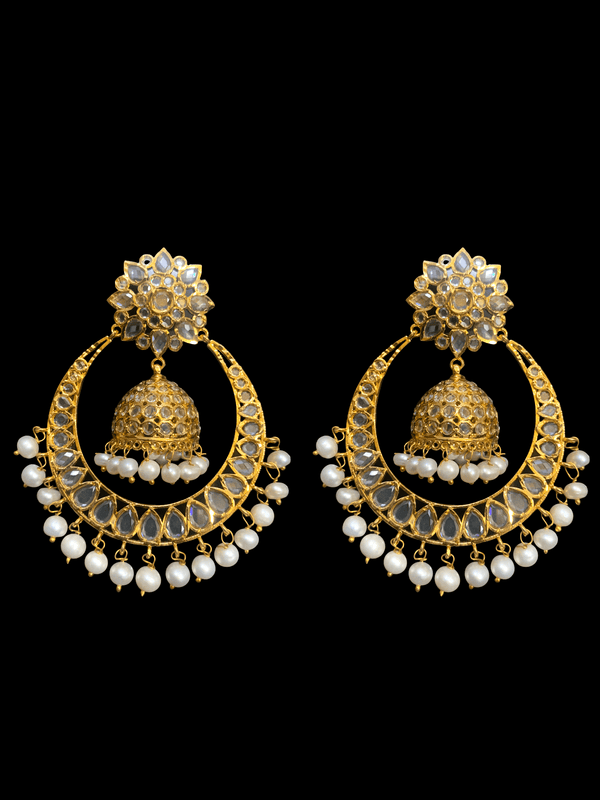 DER236  Ashrita large Chandbali in  fresh water pearls (READY TO SHIP )