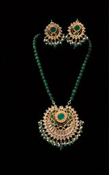 Nayana pendant set in green beads( SHIPS IN 4 WEEKS )