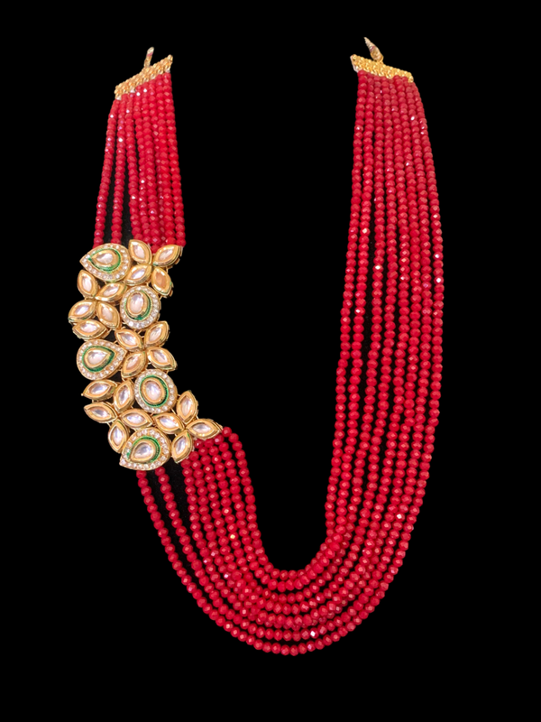 LN164 Bisma kundan set in red beads ( READY TO SHIP )